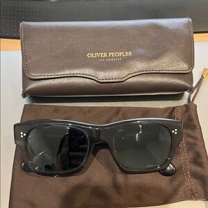 Oliver Peoples Dark Gray Sunglasses with Brown Case